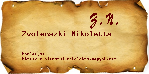 Zvolenszki Nikoletta névjegykártya